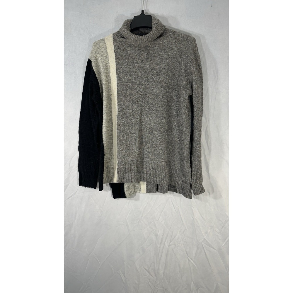 athleta turtleneck pullover Wool‎ Blend Sweater Gray Black Blend Oversized XS